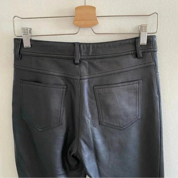 LONGCHAMP Leather pants Sz Small Black - Picture 5 of 6